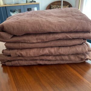 Pair of Brown Restoration Hardware Linen Curtains